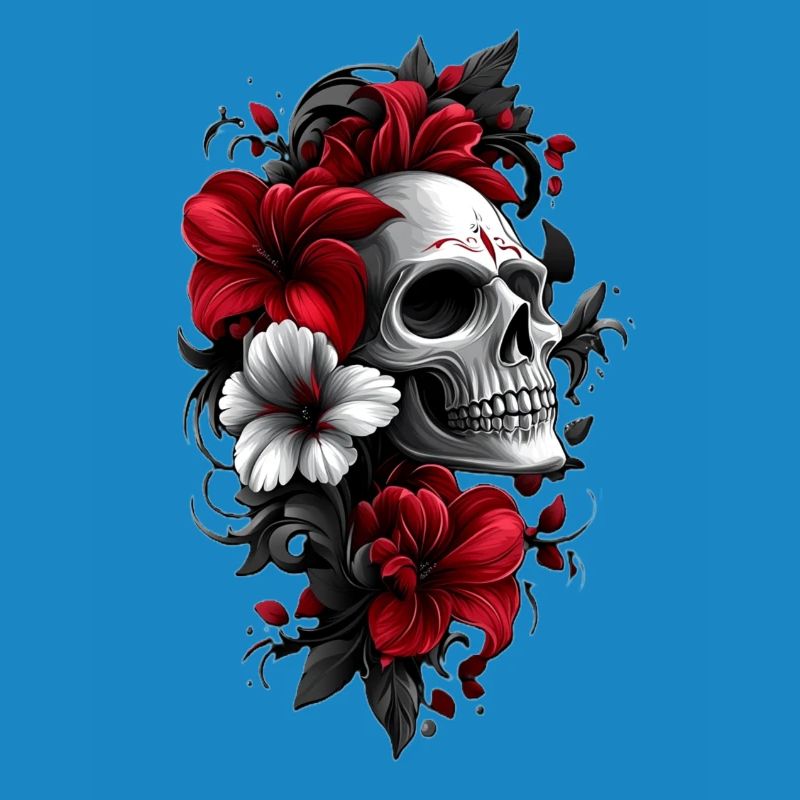 Crâne avec des fleurs