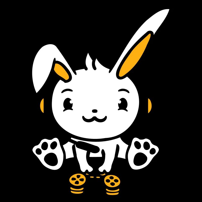 Hase spielt Controller Konsole Headset Gamer Nerd