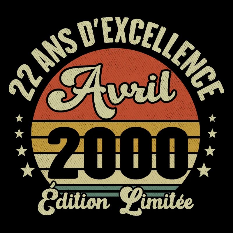 22 Ans Anniversaire Vintage Né(e) en Avril 2000