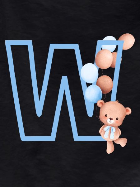 Letter w Blue Bear