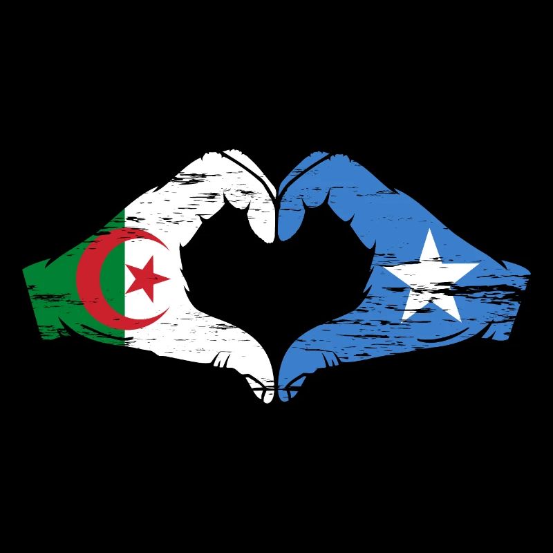 Algérie Somalie Drapeau Mains Coeur Forme Utilisé