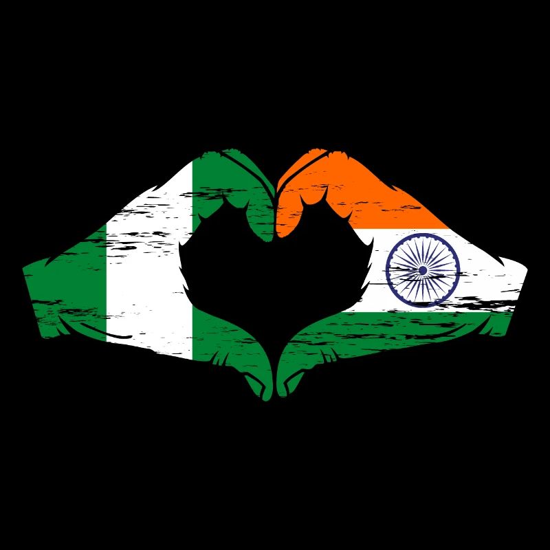 Nigeria Inde drapeau mains forme de coeur utilisé