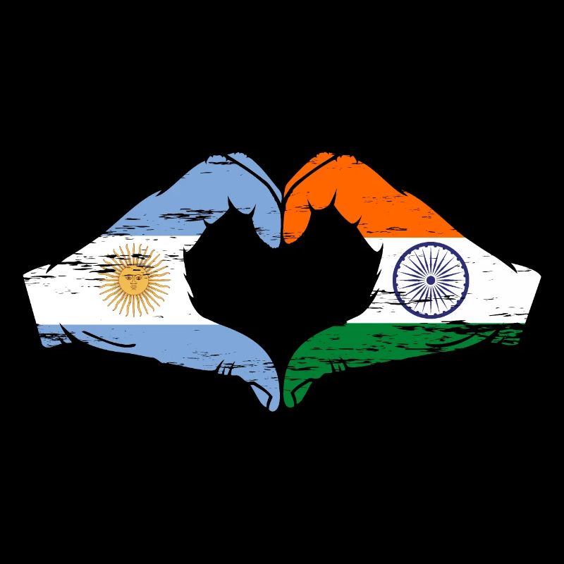 Argentine Inde drapeau mains forme de coeur utilisé