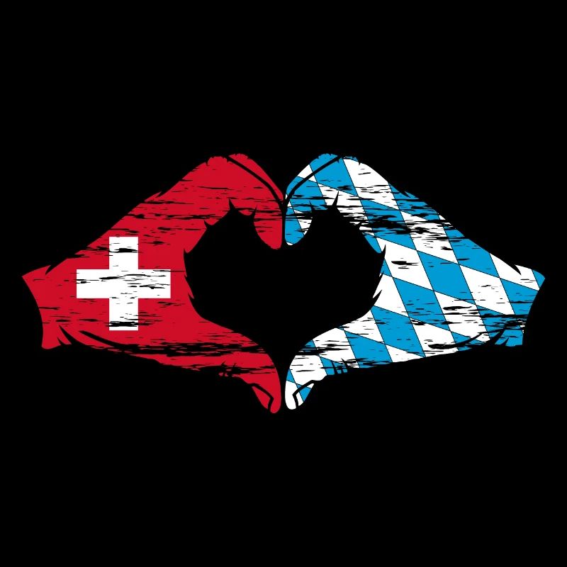 Schweiz Bayern Flagge Hände Herzform used