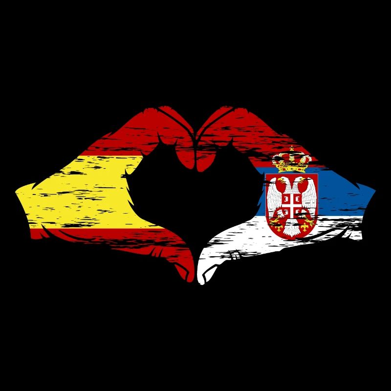 Espagne Serbie drapeau forme de coeur utilisé