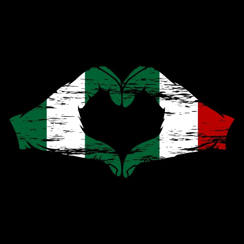 Nigeria Italie drapeau forme de coeur utilisé