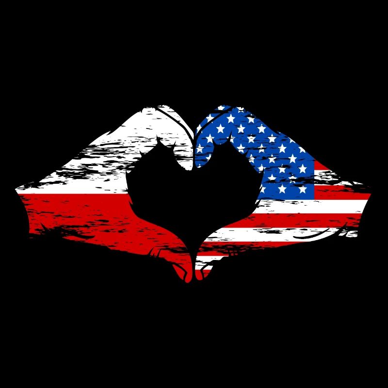 Polen USA Flagge Herzform used