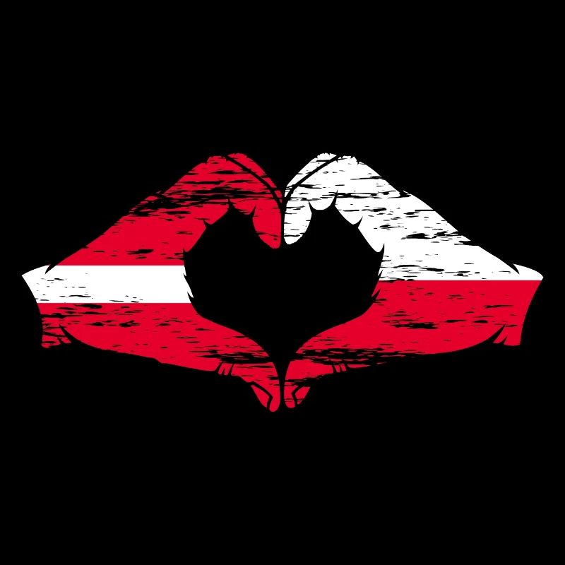 Lettonie Pologne drapeau mains forme de coeur utilisé