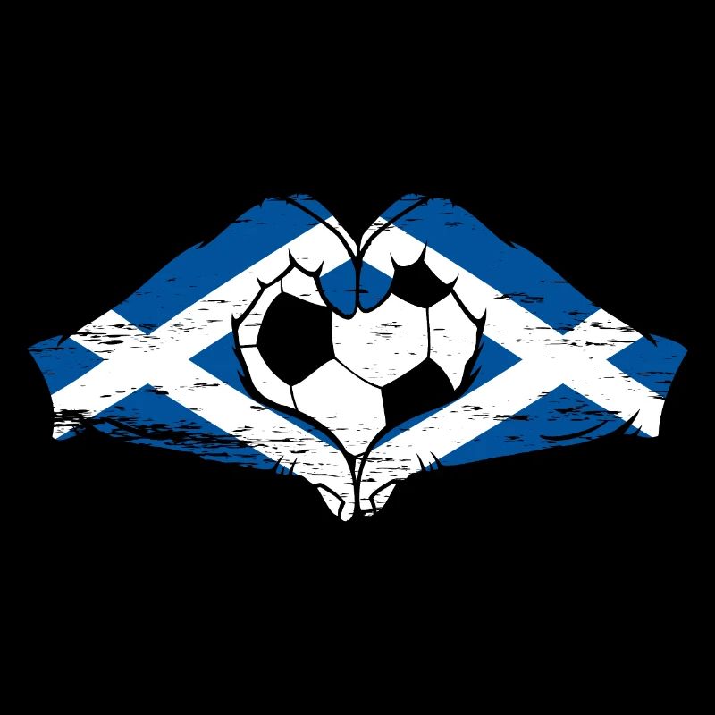 Forme de coeur de mains de football de drapeau d'Écosse utilisé