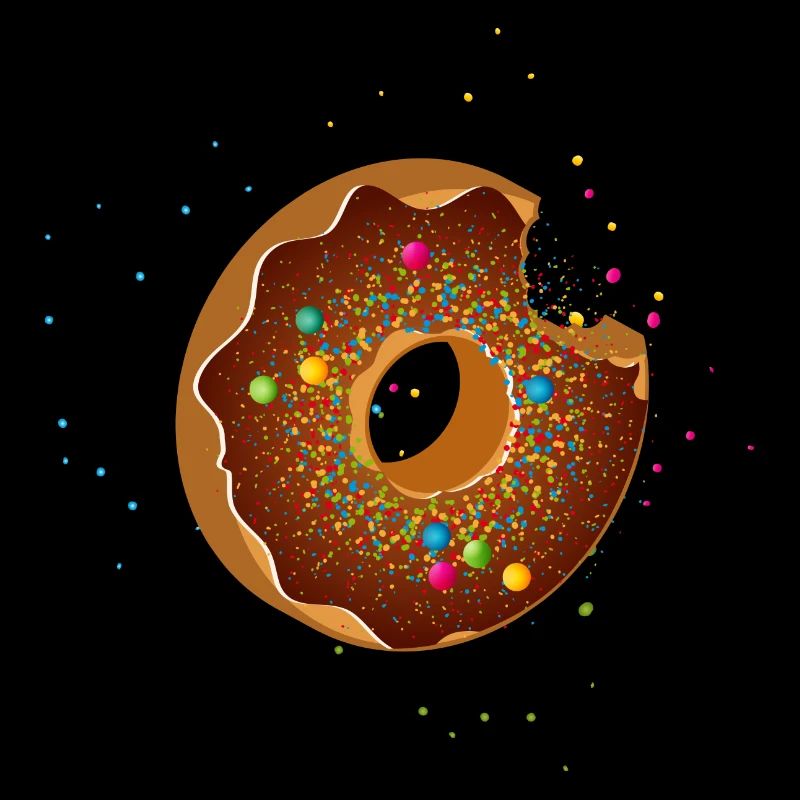 bitten chocolate donut with colorful sprinkles