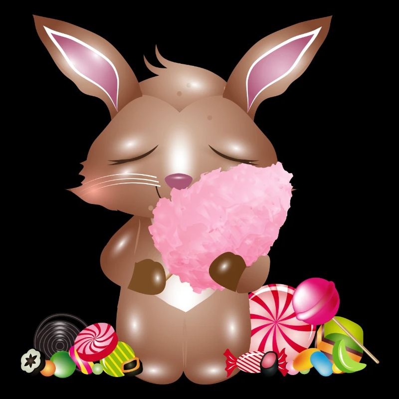 Lapin mignon avec barbe à papa et bonbons