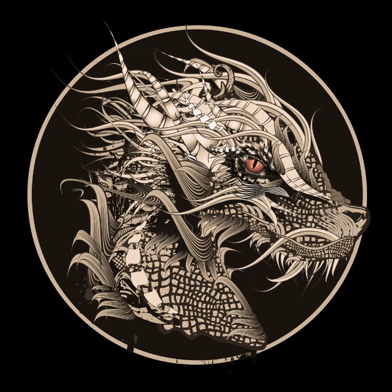 kunstvoll gestalteter mystischer Drachen Patch