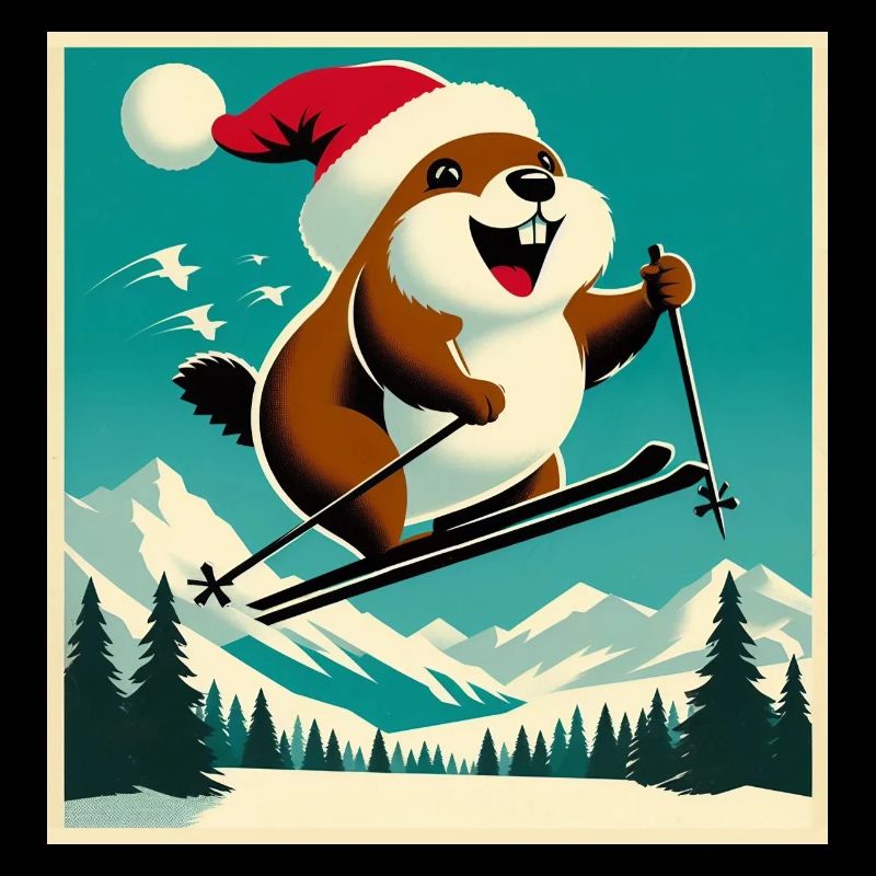 Murmeltier Ski Vintage Poster