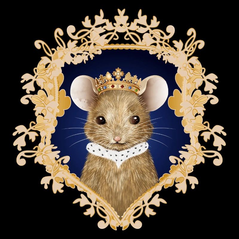 Portrait de souris avec couronne royale et col d’hermine