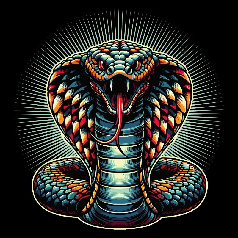 motif serpent Cobra dynamique et coloré