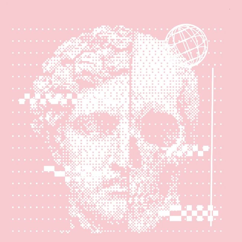 Digital Skull Portrait with Globe Accent
