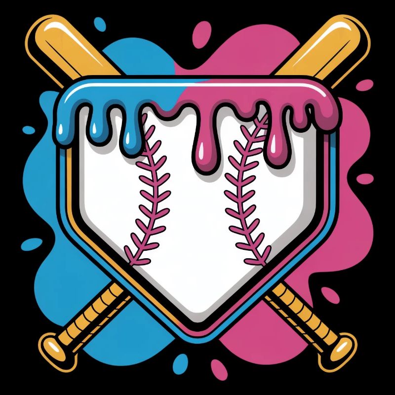 Baseball Home Plate Pink Blue Crossed Batters