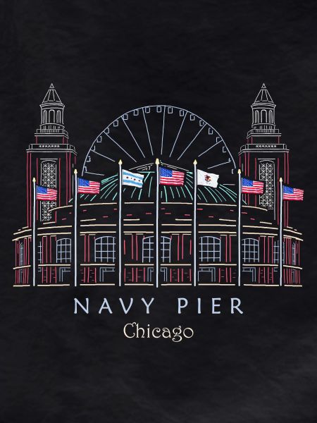 Chicago, Navy Pier Hand Drawn
