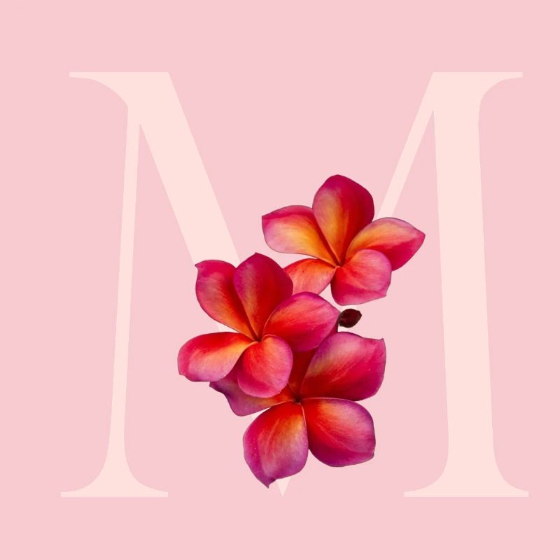 Monogramm M mit Pinker Blüte