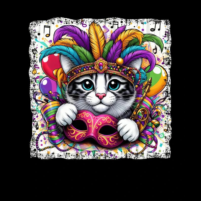 Mardi Gras Cat Mask Feather Headdress