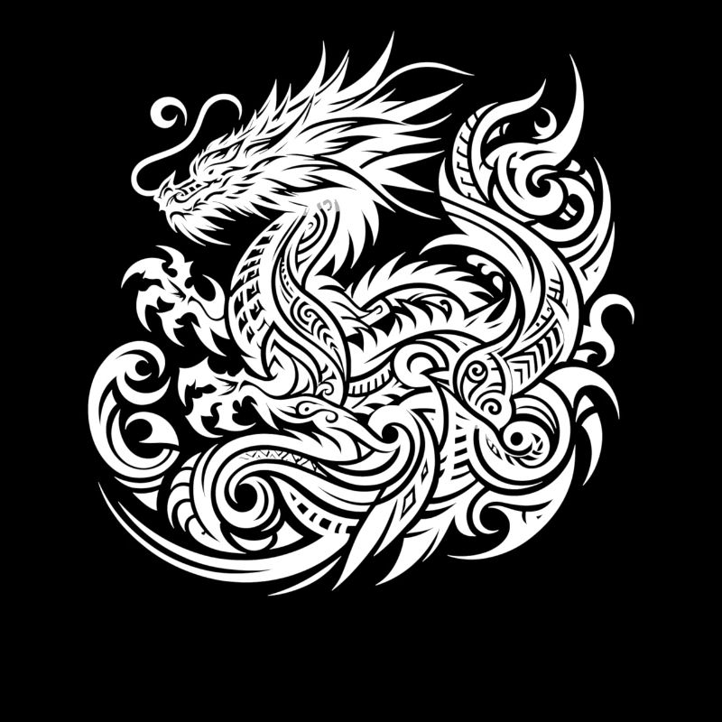 Drachen-Stammes-Tattoo Kunstvolles Symbol-Design
