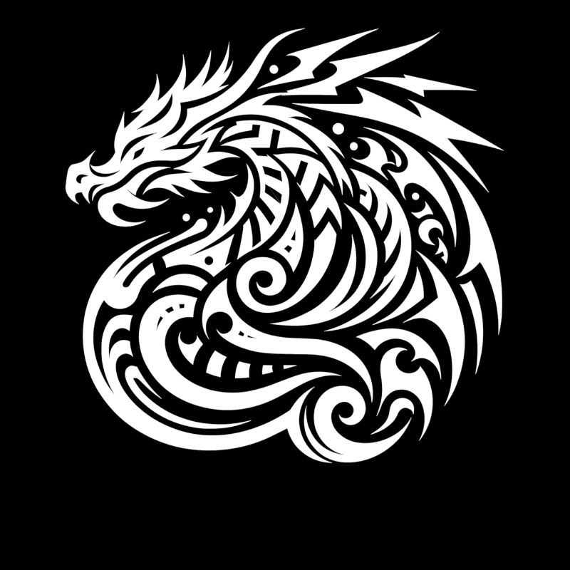 Drachen-Stammes-Tattoo Kunstvolles Symbol-Design
