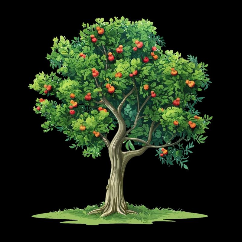 Lebendiger Baum Mit Roten Früchten