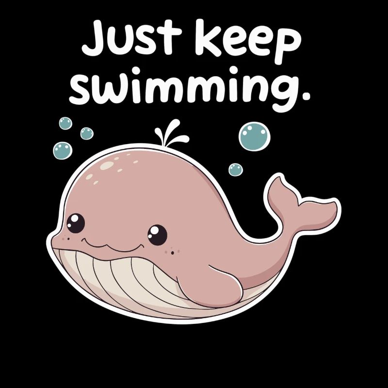 Schwimmen Sie einfach weiter Entzückende Wal-Motivation