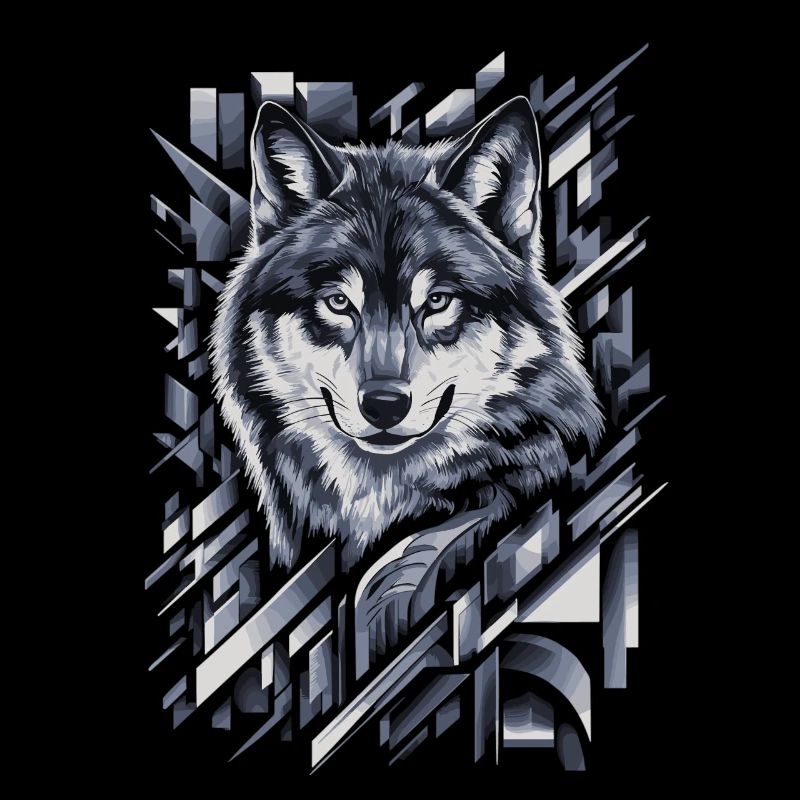 Wolf Artwork Geometric Shapes