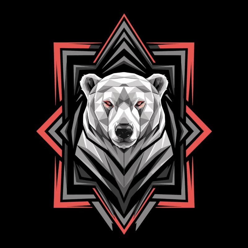 Geometrischer Eisbär Kopf Kunstwerk