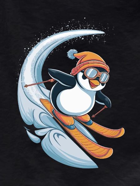Penguin Skiing Fun Winter