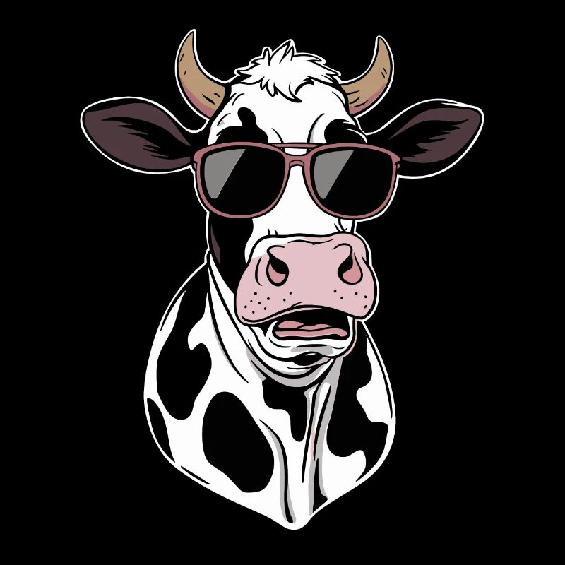 Tête de vache cool avec lunettes de soleil