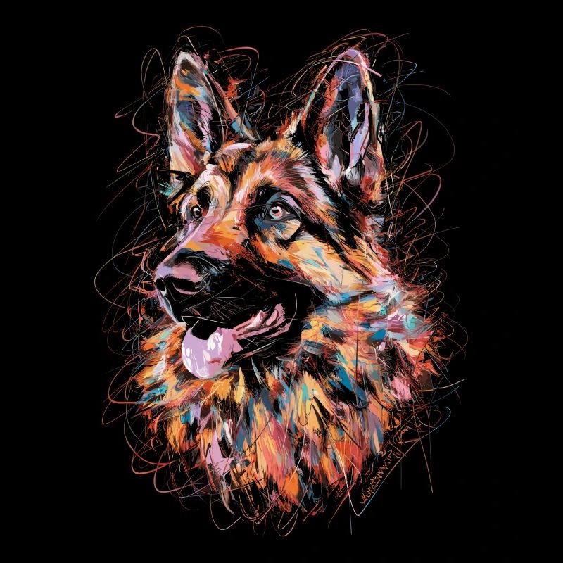 Deutscher Schäferhund Kunstzeichnung Abstrakte