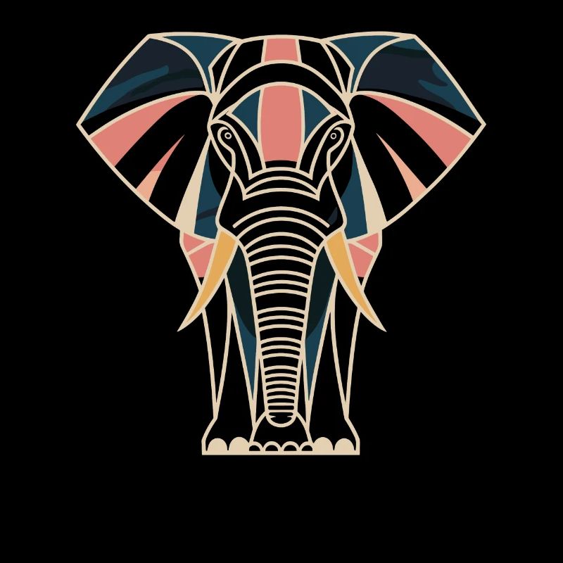 Eléphant géométrique de style rétro