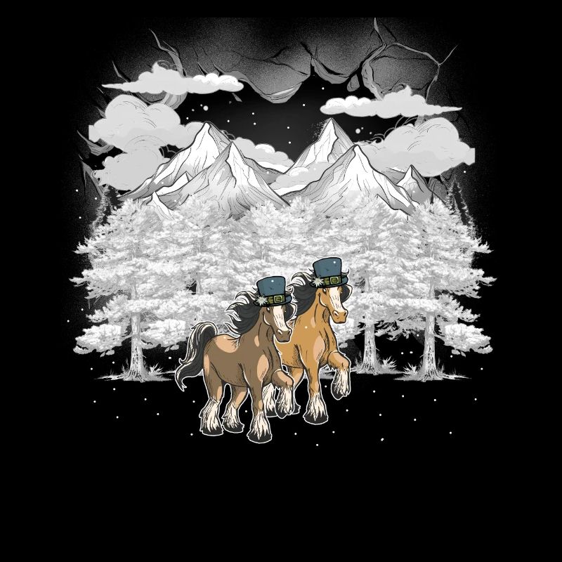 Xmas Austria Tyrol Winter Mountains Horses
