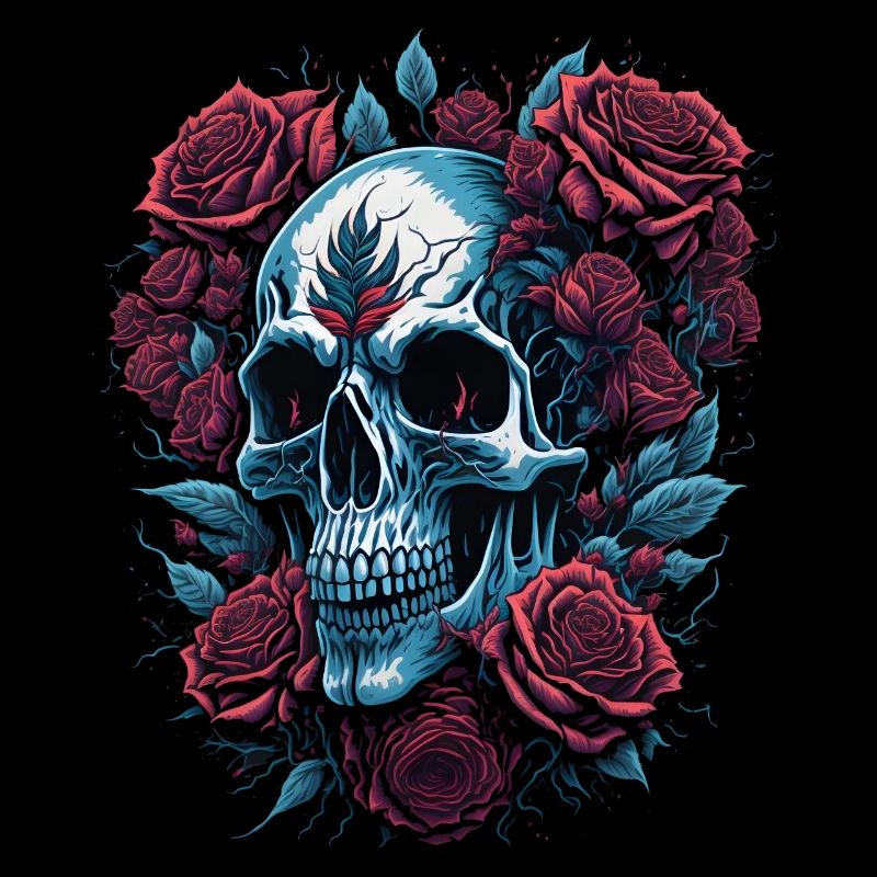 Skull with roses flowers