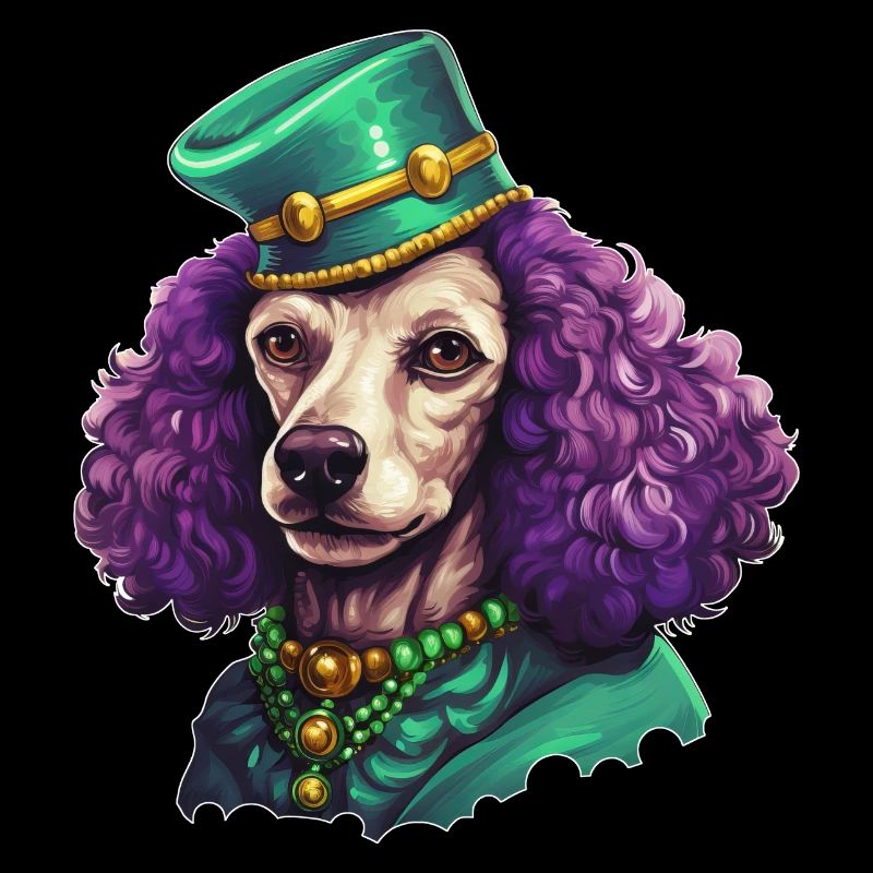 Caniche élégant de Mardi Gras