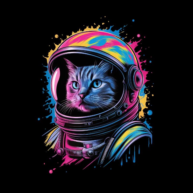 Chat de l’espace avec casque coloré