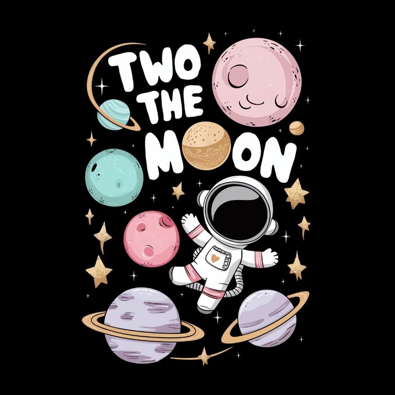 Two To The Moon 2nd Birthday Outer Space Kids