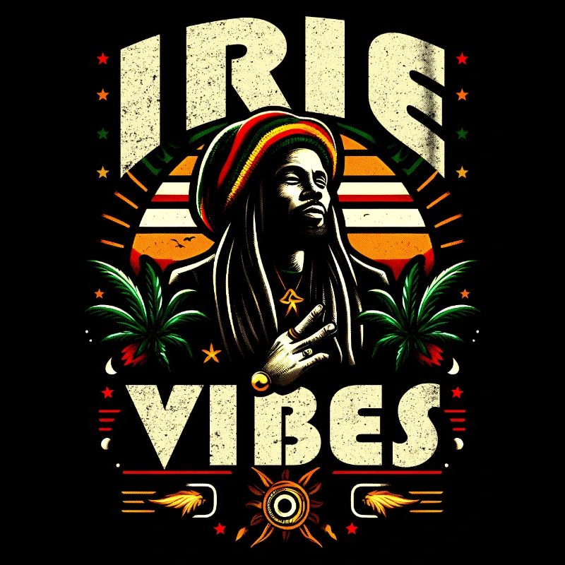 Irie Vibes Retro Rasta Reggae Grafik Chill