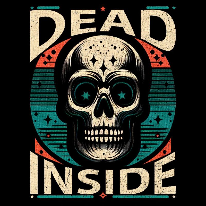Dead Inside Skull Design Exklusiver Vintage Rock