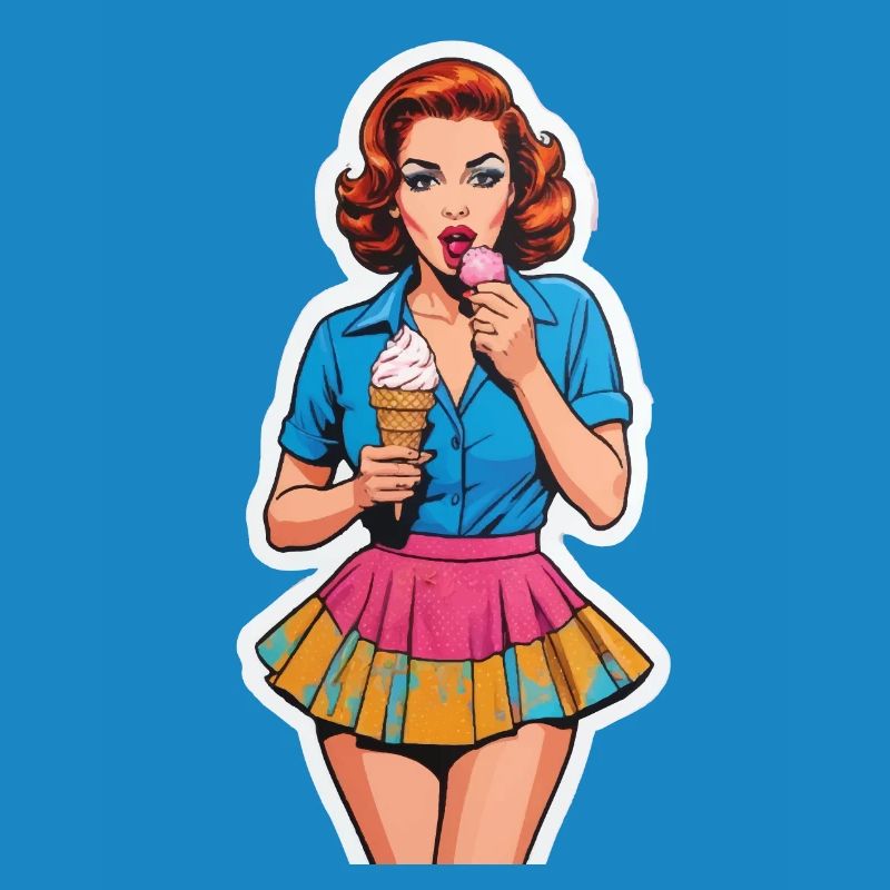 Retro Mädchen Eis essen