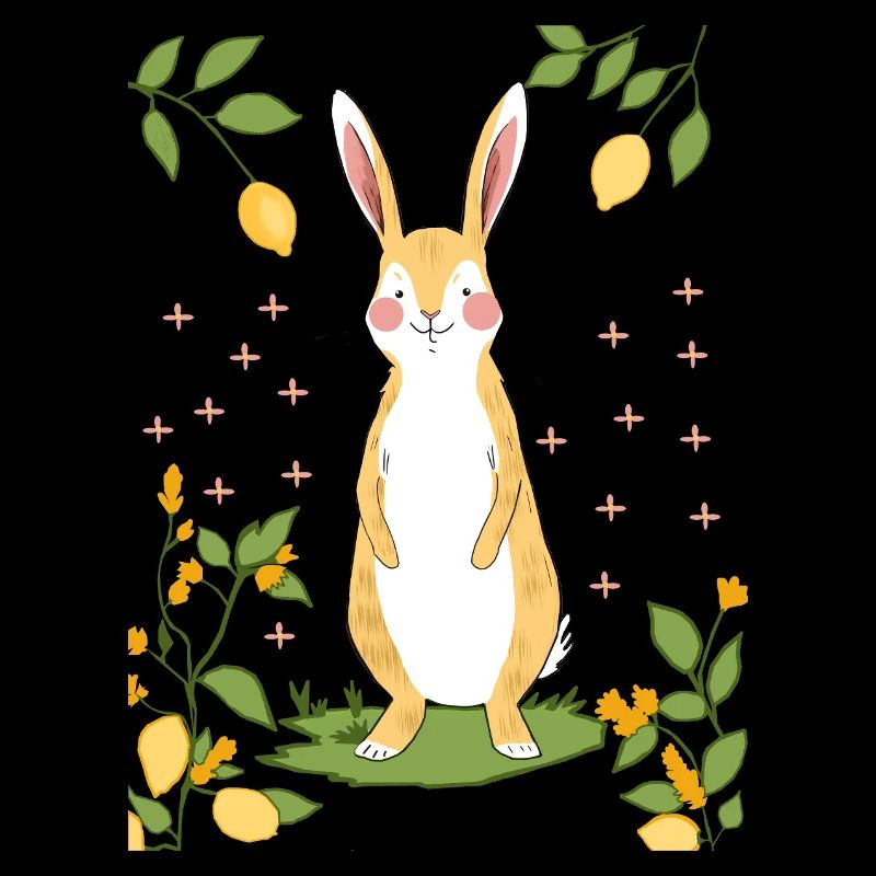Mignon lapin de dessin animé avec des citrons