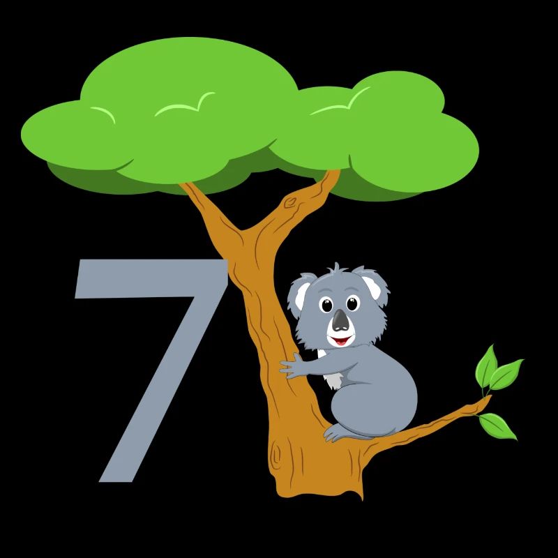 Cute Koala Bear with Tree - 7th Birthday