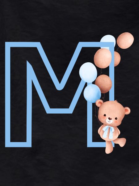 Letter M Blue Bear