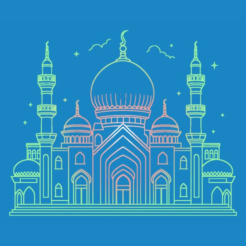 Moschee Stern Halbmond stilisiert grün oder schwarz