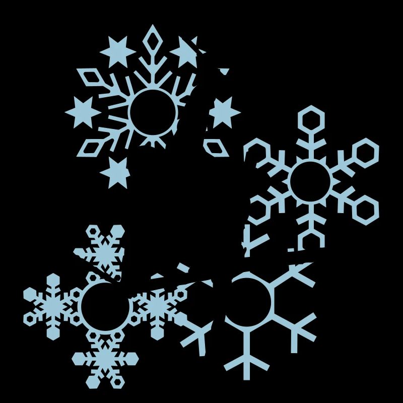 Skier mit Schneeflocken