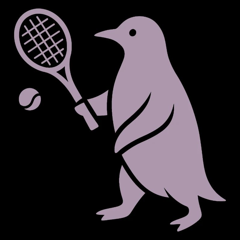 Minimalist Penguin Tennis Player