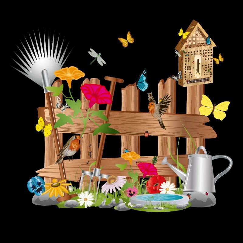 liebevoll gestalteter bunter Gartenzaun mit Blumen