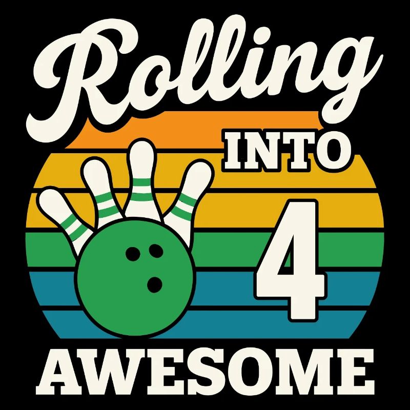Retro Bowling 4. Geburtstag Design